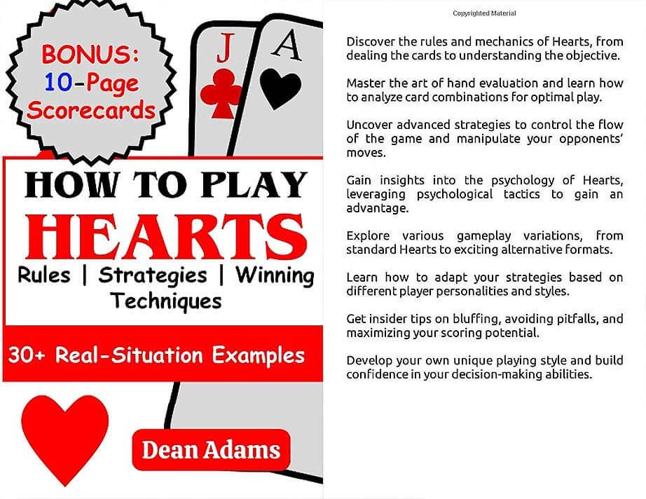 Front and back cover of the 2023 book How to Play Hearts by Dean Adams
